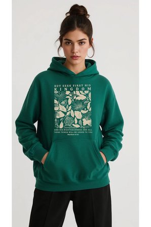 Unisex But Seek First His Kingdom Baskılı Tasarım Oversize Sweatshirt