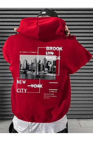 Unisex Brooklyn Bridge Baskılı Oversize Sweatshirt
