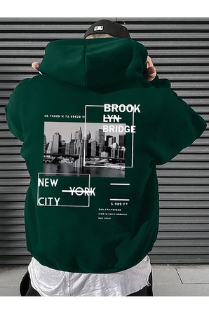 Unisex Brooklyn Bridge Baskılı Oversize Sweatshirt