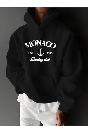 Unisex Monaco Racing Club Baskılı Tasarım Oversize Sweatshirt
