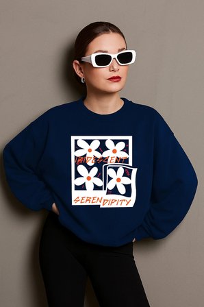 Unisex Irides Serenity Baskılı Tasarım Oversize Sweatshirt