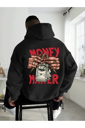 Unisex Money Maker Baskılı Tasarım Oversize Sweatshirt