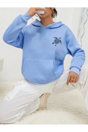 Unisex The Ocean is Calling Baskılı Tasarım Oversize Sweatshirt