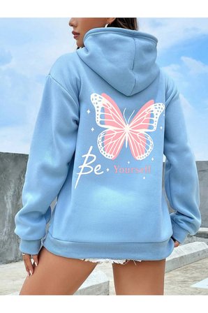 Unisex Be Your Self Baskılı Tasarım Oversize Sweatshirt