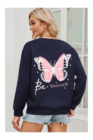Unisex Be Yourself Baskılı Tasarım Oversize Sweatshirt