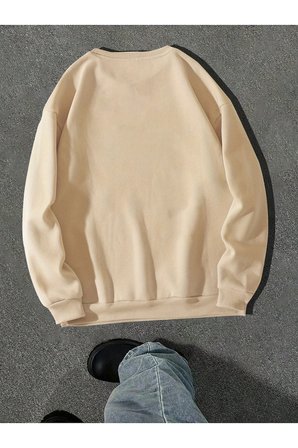 Unisex Love Me More Baskılı Oversize Sweatshirt