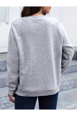 Unisex Active Baskılı Oversize Bisiklet Yaka Sweatshirt