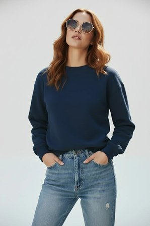 Unisex Yumuşak Dokulu Düz 3 İplik Oversize Sıfır Yaka Sweatshirt – Sade ve Modern Görünüm