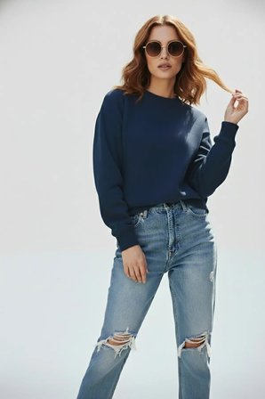 Unisex Yumuşak Dokulu Düz 3 İplik Oversize Sıfır Yaka Sweatshirt – Sade ve Modern Görünüm