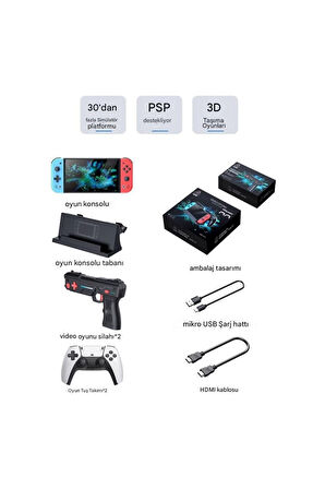 M20 Pro Taşınabilir Retro Atari, Oyun Konsolu, IPS 7 Inç Geniş Ekran, Çift Kol, Çift Tabanca, 128 GB