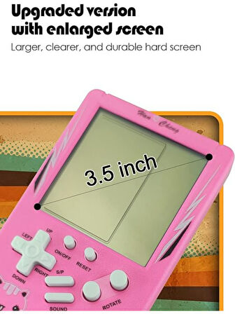 Tetris Oyun Konsolu 23 Bulmaca Oyunu Bataryalı 3.5 Inç LCD Mini Taşınabilir Atari