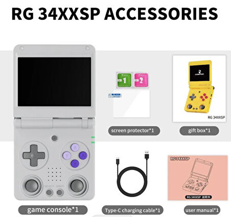 ANBERNIC RG 34XXSP Taşınabilir Retro El Konsolu 4 Renk Seçenekli