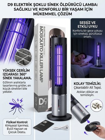 D9 Elektrikli Şoklu Sivrisinek Öldürücü Lamba Şarjlı