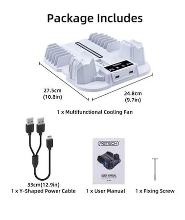 PS5 Sli̇m/Pro Uyumlu Şarjlı Di̇key Soğutuculu Fan Pgtech GP-521S