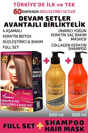 AVANTAJLI KERATİN DÜZLEŞTİRİCİ FULL SET + ŞAMPUAN + MASKE 3'LÜ SET (KOYU RENKLİ SAÇLAR İÇİN)