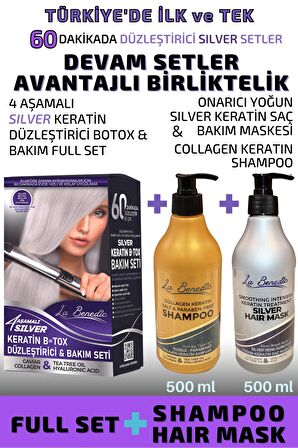 AVANTAJLI SILVER KERATİN DÜZLEŞTİRİCİ FULL SET + ŞAMPUAN + MASKE 3'LÜ SET (SILVER SAÇLAR İÇİN)