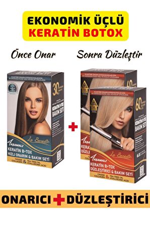 EKONOMİK 3'LÜ KERATİN BOTOX ONARICI VE DÜZLEŞTİRİCİ FULL SET (AÇIK RENKLİ SAÇLAR İÇİN)