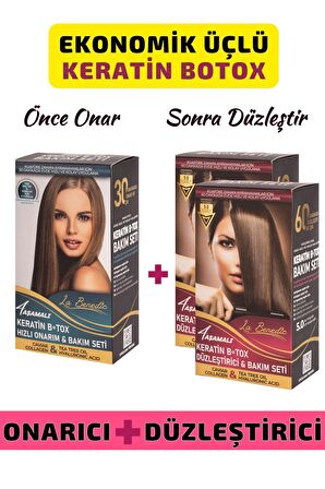 EKONOMİK 3'LÜ KERATİN BOTOX ONARICI VE DÜZLEŞTİRİCİ FULL SET (AÇIK RENKLİ SAÇLAR İÇİN)