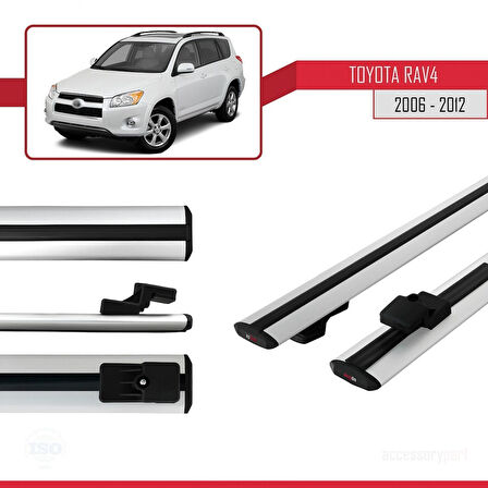 Toyota RAV4 III (XA30) 2006-2012 Arası ile Uyumlu BASIC Model Ara Atkı Tavan Barı Gri 2 Adet