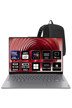 Yoga Slim 7 Core Ultra 5 125H 16GB RAM 256GB SSD 14" FHD+ OLED 400nits Win11 Pro 83CV00E4TRP311 Notebook + PER4 Çanta
