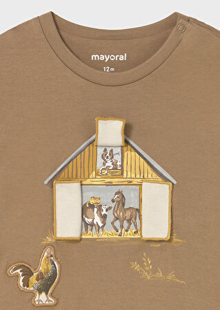 MAYORAL 1-4 YAŞ ARASI ÇİFTLİK UZUN KOLLU t-shirt - KAHVE