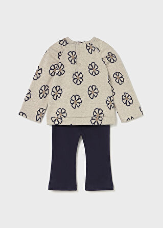 Mayoral Kız Bebek 2'li Takım (1-4 Yaş) | Çiçek Desenli Sweatshirt ve Lacivert Tayt