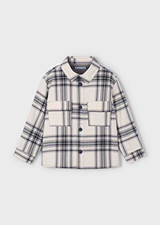 Mayoral Erkek Çocuk Gömlek – Gri Ekose (4-10 Yaş) | %100 Pamuk – Düğmeli, Pamuk Astarlı