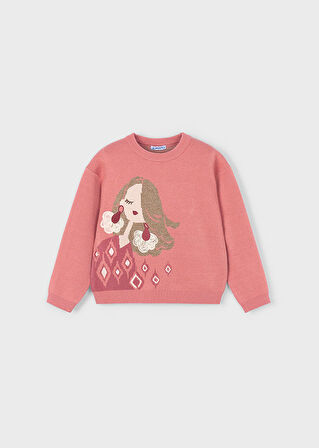 Mayoral Kız Çocuk Uzun Kollu Baskılı Kazak (4-10 Yaş) – Turuncu, Yumuşak Dokulu