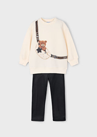 Mayoral Kız Çocuk Baskılı Sweatshirt ve Tayt Takımı (4-10 Yaş) – Şardonlu, Rahat ve Şık Kombin