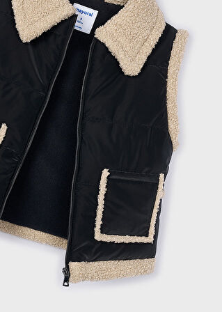 Mayoral 4-10 Yaş Kız Çocuk Siyah Polar Astarlı Fermuarlı Yelek