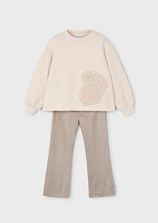 Mayoral Kız Çocuk Tavşan Baskılı Takım - 4-10 Yaş | Yumuşak Sweatshirt ve Pantolon