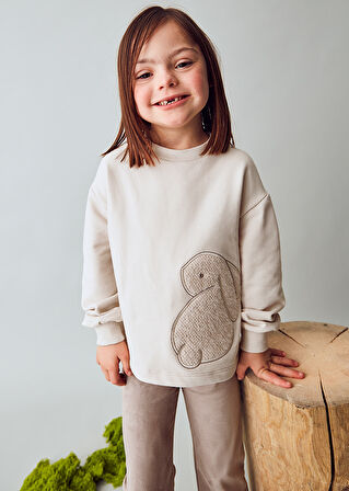 Mayoral Kız Çocuk Tavşan Baskılı Takım - 4-10 Yaş | Yumuşak Sweatshirt ve Pantolon