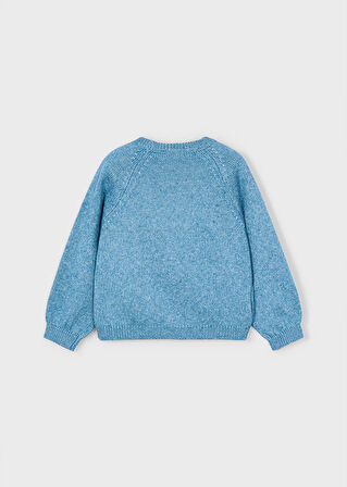 Mayoral Kız Çocuk Mavi Kazak – Bisiklet Yaka, Çiçek Detaylı – 4-10 Yaş