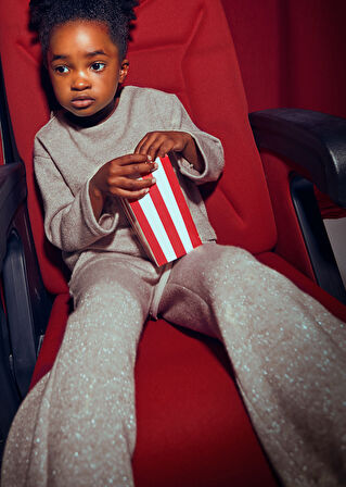 Mayoral Kız Çocuk Simli Triko Bluz ve Pantolon Takım – Toprak Rengi (4-10 Yaş)