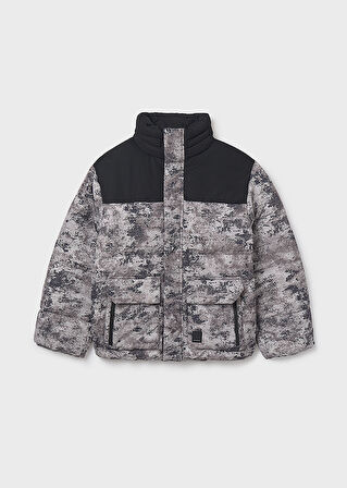 Mayoral Erkek Çocuk Kamuflaj Desenli Siyah Mont – 10-16 Yaş, Su İtici, Rüzgar Geçirmez, Polar Astarlı