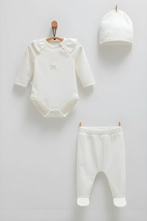 CARAMELL CUTE RABBİT BODY PANTOLON ŞAPKA TAKIM - EKRU