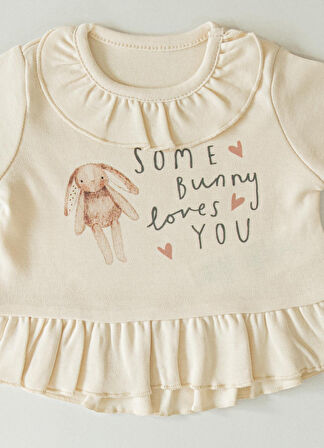 KİTİKATE ORGANİK BUNNY LOVES YOU İKİLİ TAKIM - BEJ-MURDUM