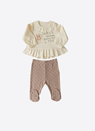 KİTİKATE ORGANİK BUNNY LOVES YOU İKİLİ TAKIM - BEJ-MURDUM