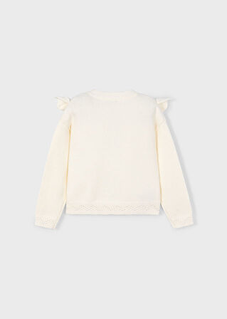 Mayoral Kız Çocuk Örme Kazak | Krem Renk, Fırfır Detaylı (4-10 Yaş)