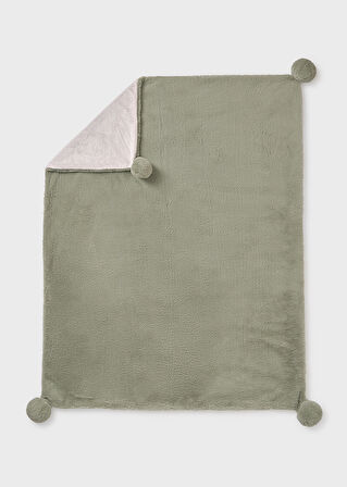 Mayoral 100x80 cm Yeşil Renk Battaniye – Yumuşak, Ponponlu ve Şık Bebek Battaniyesi