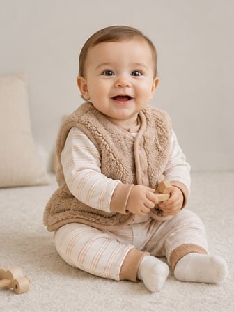 CARAMELL 1-12 AY ARASI WİLD PELUŞ YELEKLİ TULUM - KAHVE