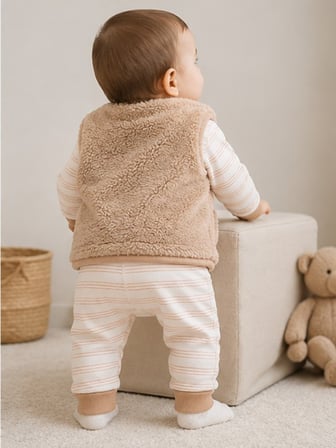 CARAMELL 1-12 AY ARASI WİLD PELUŞ YELEKLİ TULUM - KAHVE