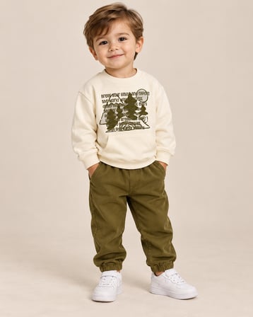 UGLY DUCK ERKEK BEBEK GREAT SWEAT PANTOLON TAKIM 1-4 YAŞ KREM-YEŞİL