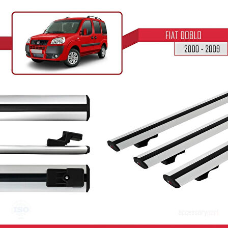 Fiat Doblo 2000-2009 Arası ile Uyumlu BASIC Model Ara Atkı Tavan Barı Gri 3 Adet