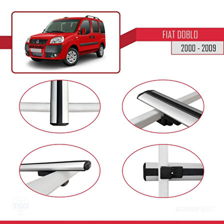 Fiat Doblo 2000-2009 Arası ile Uyumlu BASIC Model Ara Atkı Tavan Barı Gri 3 Adet
