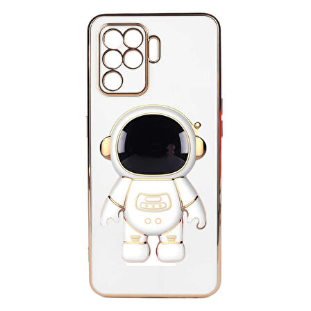 Smcase Oppo Reno 5 Lite Kılıf Standlı Kamera Korumalı Astronot Silikon