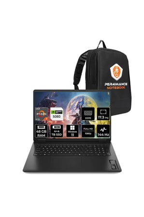 Omen 17 Ryzen AI 7 350 48GB 4TB+4TB SSD RTX5060/8GB 17.3" FHD 144Hz W11P Gaming Laptop & Çanta
