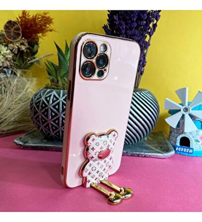 Smcase Samsung Galaxy A53 5G Kılıf Standlı Kamera Korumalı Cute Bear Silikon