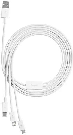 Baseus 3İN1 Micro Type-C iPhone Şarj Kablo Kısa Powerbank Kablosu İphone 11 12 13 14 15 Pro Max Şarj
