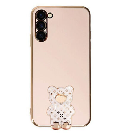 Smcase Samsung Galaxy S21 Plus Kılıf Standlı Kamera Korumalı Cute Bear Silikon
